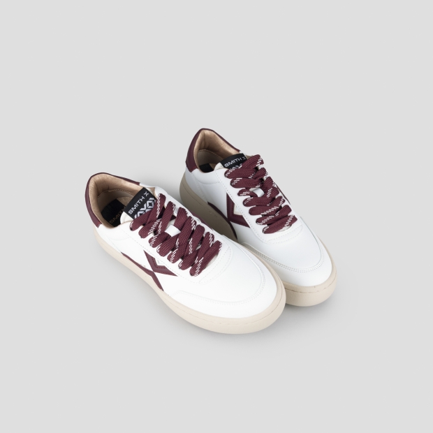 Sneakers Alexander Smith ocean donna in bianco con logo laterale e tallone rosso scuro - 2