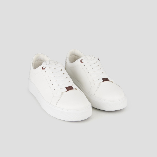 Sneakers Alexander Smith london uomo in pelle bianca e tallone in pelle intrecciata - 4