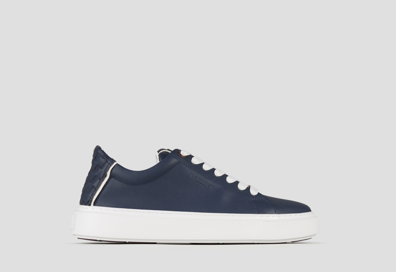 Sneakers Alexander Smith london uomo in pelle blu con tallone in pelle intrecciata - 1