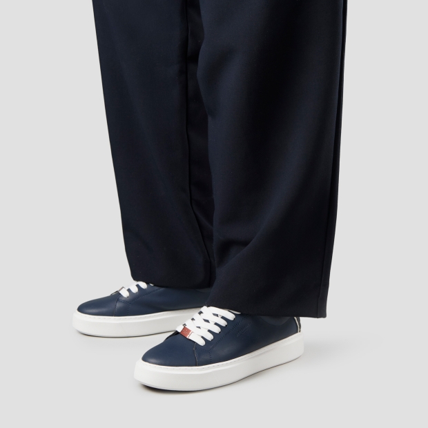 Sneakers Alexander Smith london uomo in pelle blu con tallone in pelle intrecciata - 2
