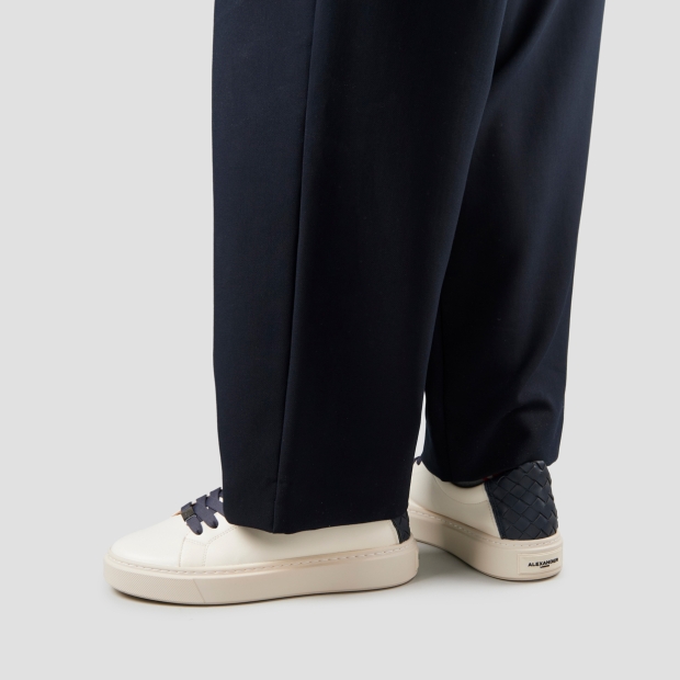 Sneakers Alexander Smith london uomo in pelle bianca e tallone in pelle intrecciata blu - 2