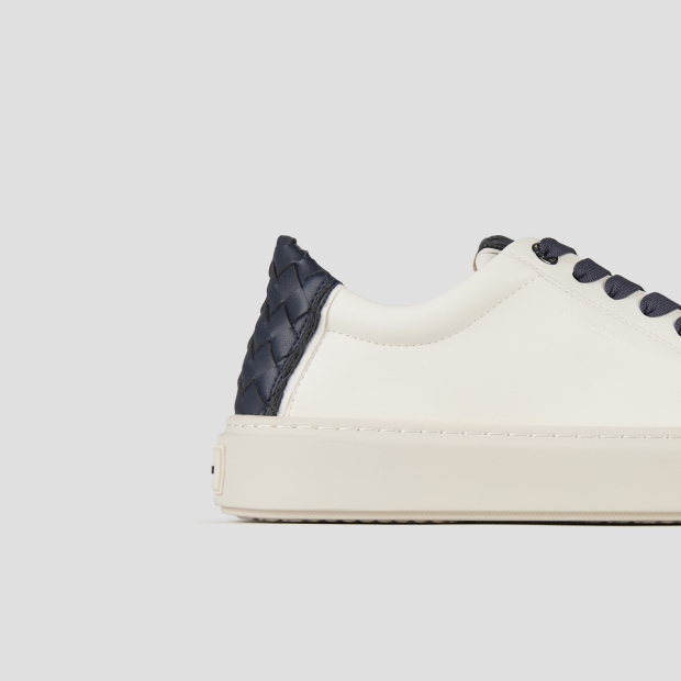 Sneakers Alexander Smith london uomo in pelle bianca e tallone in pelle intrecciata blu - 3