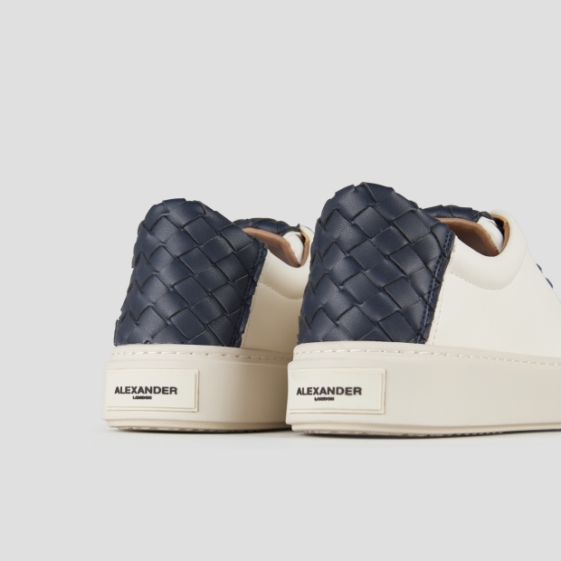 Sneakers Alexander Smith london uomo in pelle bianca e tallone in pelle intrecciata blu - 5