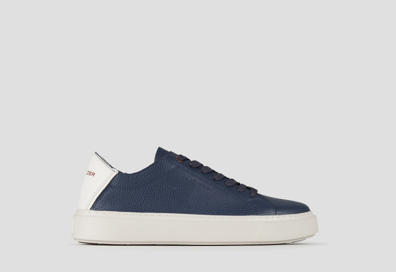 Sneakers Alexander Smith london uomo decostruita in pelle bottalata blu e tallone bianco - 1