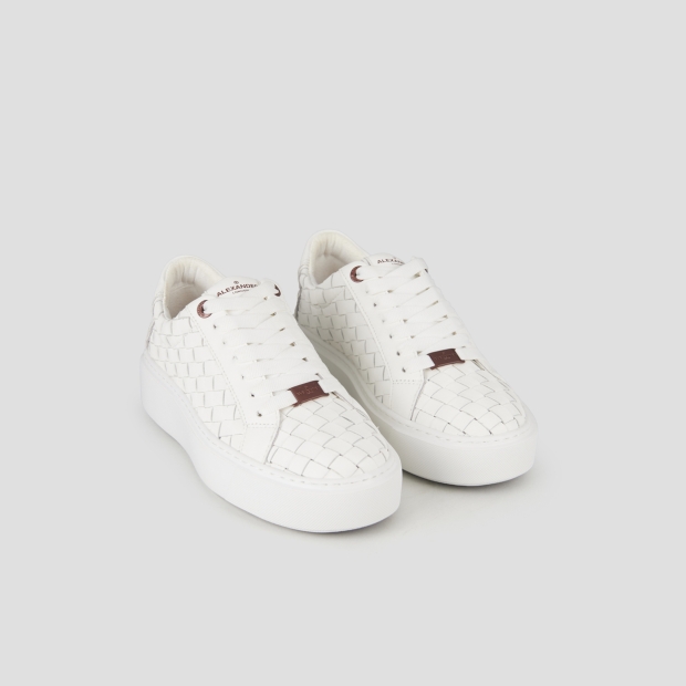 Sneakers Alexander Smith london donna in pelle intrecciata bianca - 4