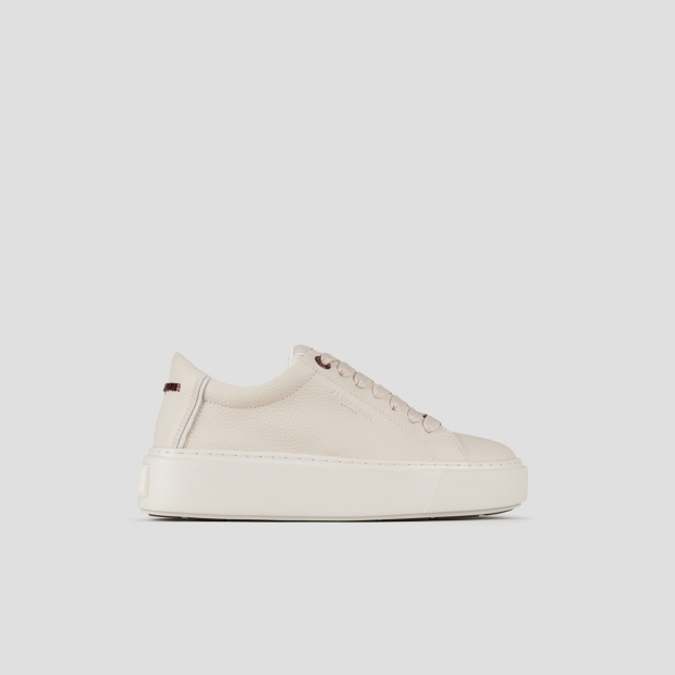 Sneakers Alexander Smith london donna in pelle bottalata beige e suola in tinta - 1