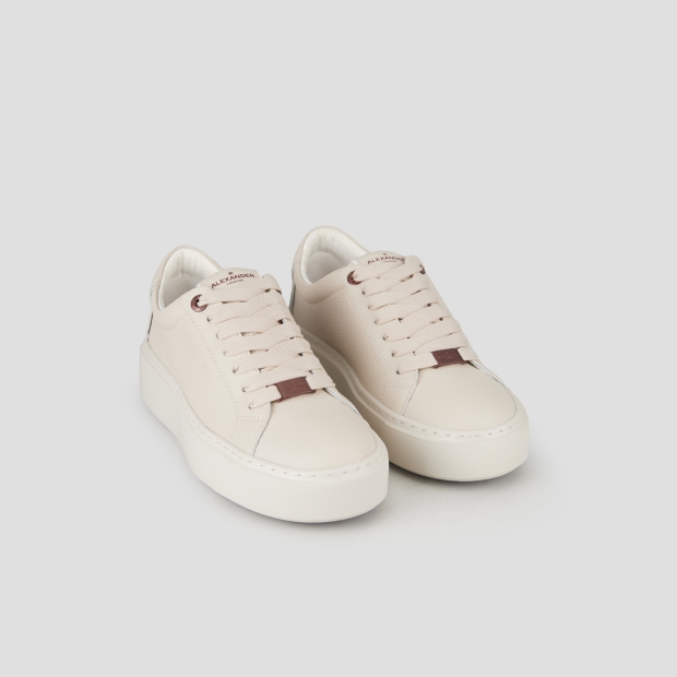 Sneakers Alexander Smith london donna in pelle bottalata beige e suola in tinta - 4