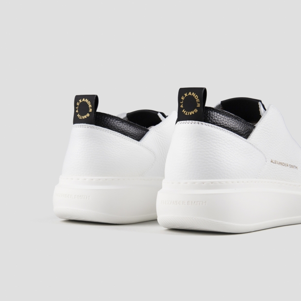 Sneakers Alexander Smith wembley uomo decostruita in pelle bottalata bianca e dettagli neri - 5