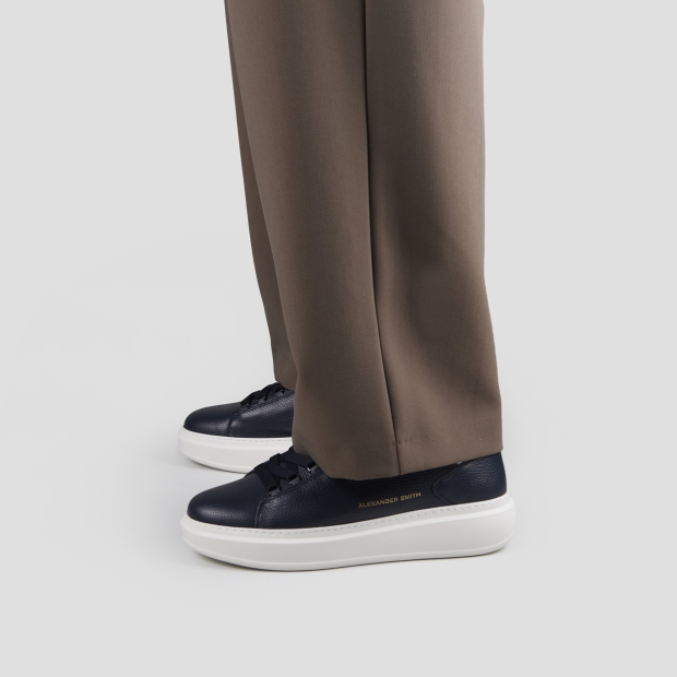 Sneakers Alexander Smith wembley uomo decostruita in pelle bottalata blu e dettagli bianchi - 2