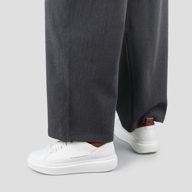 Sneakers Alexander Smith wembley uomo alta frequenza in nappa bianca e dettagli rossi - 2