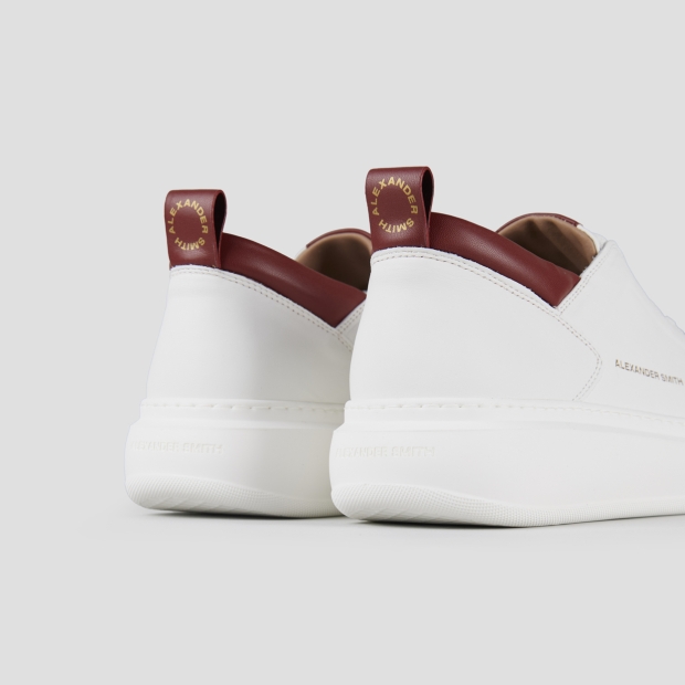 Sneakers Alexander Smith wembley uomo alta frequenza in nappa bianca e dettagli rossi - 5