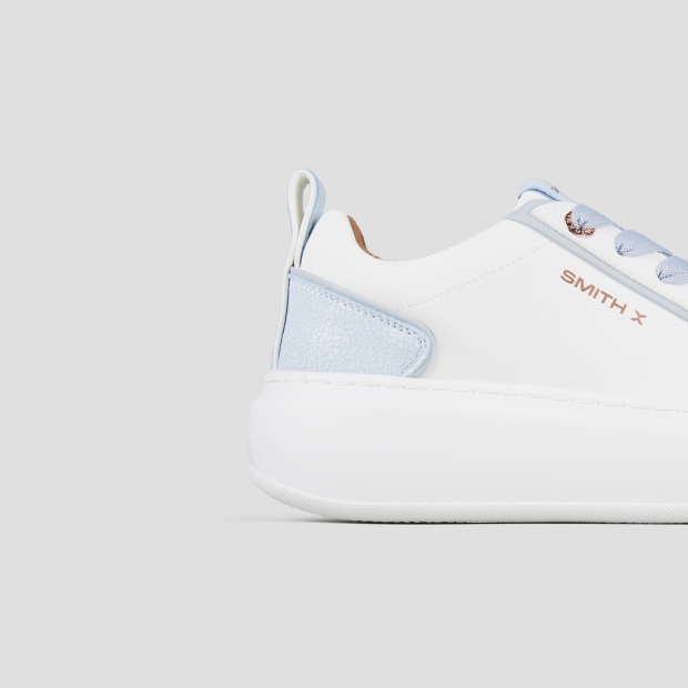 Sneakers Alexander Smith stone donna in bianco con tallone cracklè azzurro - 3
