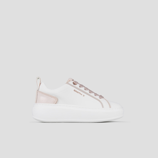 Sneakers Alexander Smith stone donna in bianco con tallone cracklè rosa - 1