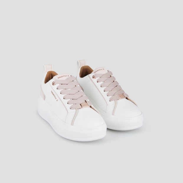 Sneakers Alexander Smith stone donna in bianco con tallone cracklè rosa - 4