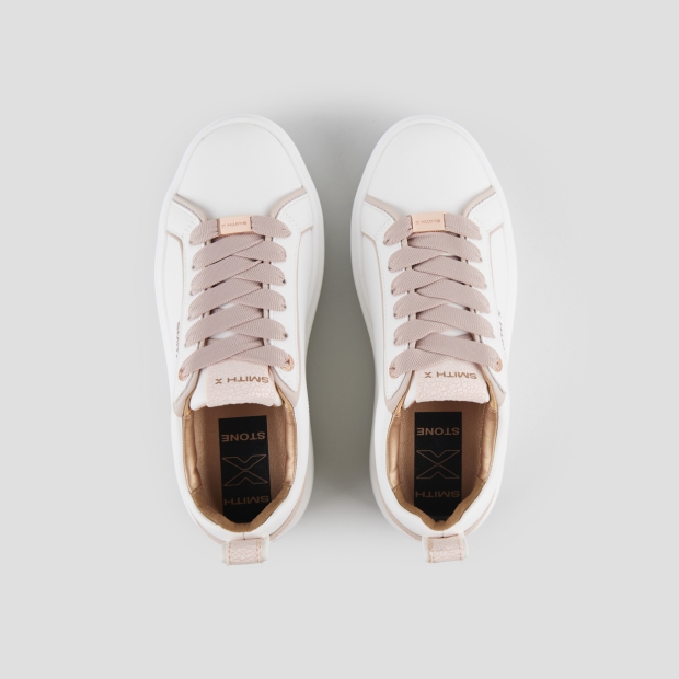 Sneakers Alexander Smith stone donna in bianco con tallone cracklè rosa - 6