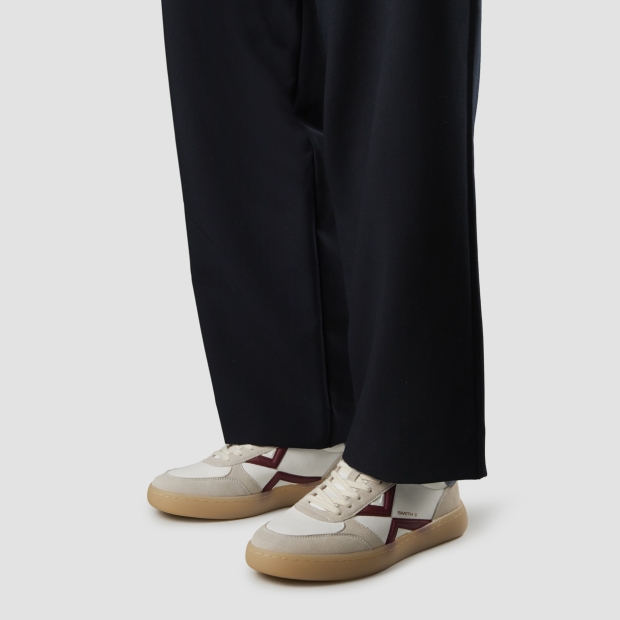 Sneakers Alexander Smith ocean uomo in bianco con inserti suede, logo rosso e tallone azzurro - 2