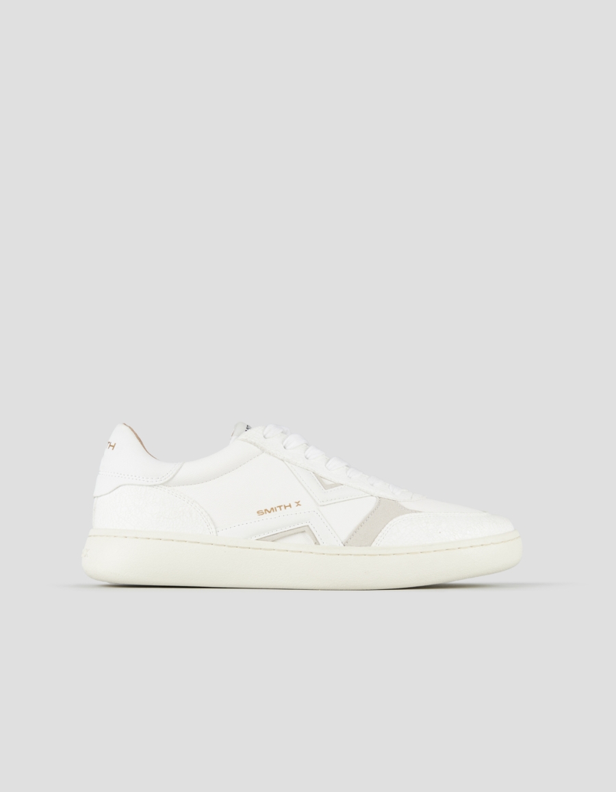 Sneakers Alexander Smith ocean uomo in pelle bianca e inserti in cracklè - 1