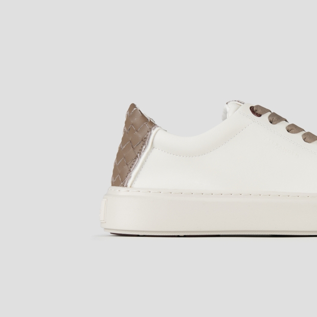 Sneakers Alexander Smith london uomo in pelle bianca e tallone in pelle intrecciata marrone - 3