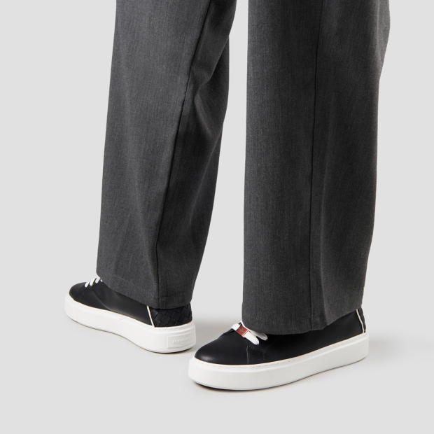 Sneakers Alexander Smith london uomo in pelle nera e tallone in pelle intrecciata - 2