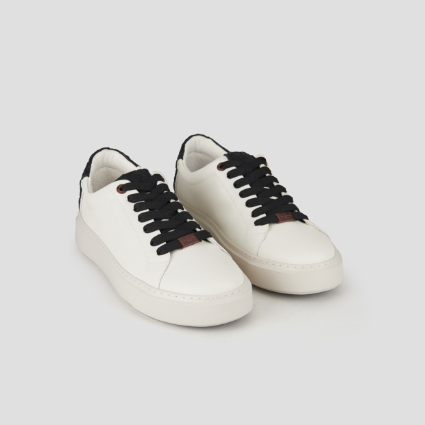Sneakers Alexander Smith london uomo in pelle bianca e tallone in pelle intrecciata nera - 4