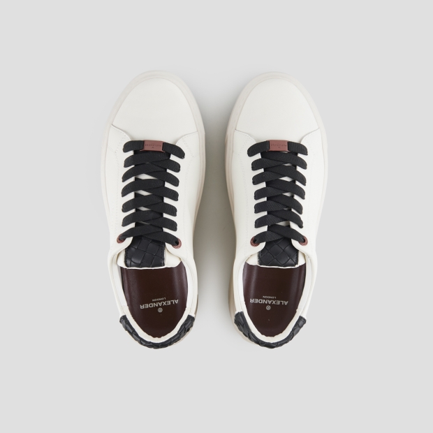 Sneakers Alexander Smith london uomo in pelle bianca e tallone in pelle intrecciata nera - 6