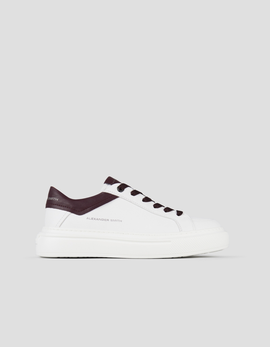 Sneakers Alexander Smith regent uomo in pelle di capra bianca e dettagli bordeaux - 1