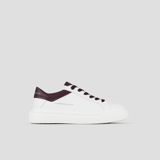 Sneakers Alexander Smith regent uomo in pelle di capra bianca e dettagli bordeaux - 1