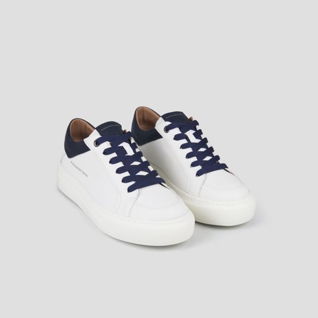 Sneakers Alexander Smith regent uomo in pelle di capra bianca e dettagli blu - 4