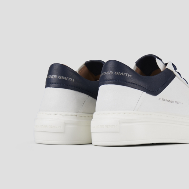 Sneakers Alexander Smith regent uomo in pelle di capra bianca e dettagli blu - 5