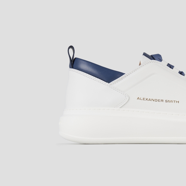 Sneakers Alexander Smith wembley uomo alta frequenza in nappa bianca e dettagli blu - 3