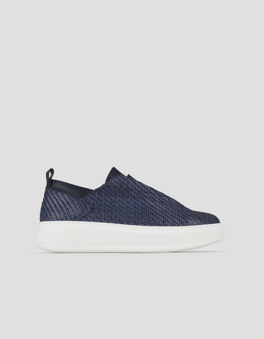 Sneakers Alexander Smith wembley slip-on uomo in pelle intrecciata blu - 1