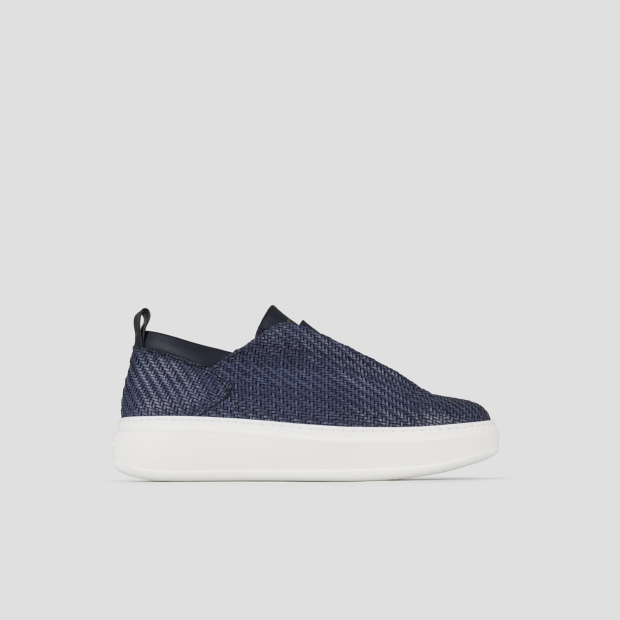 Sneakers Alexander Smith wembley slip-on uomo in pelle intrecciata blu - 1