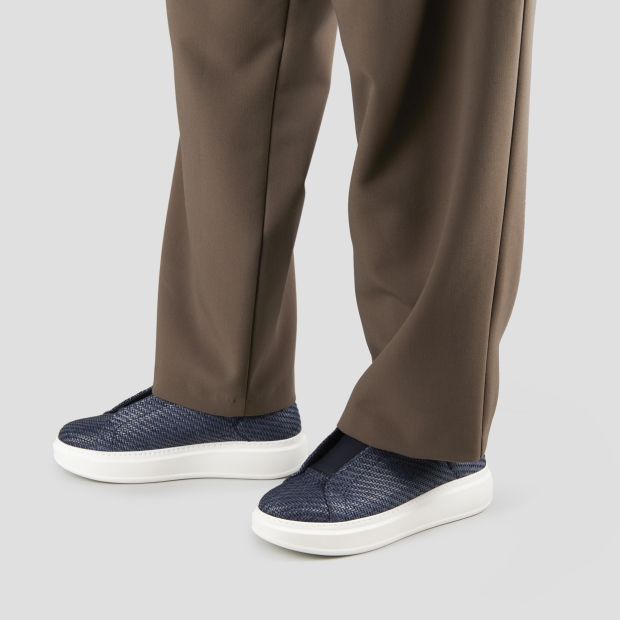 Sneakers Alexander Smith wembley slip-on uomo in pelle intrecciata blu - 2