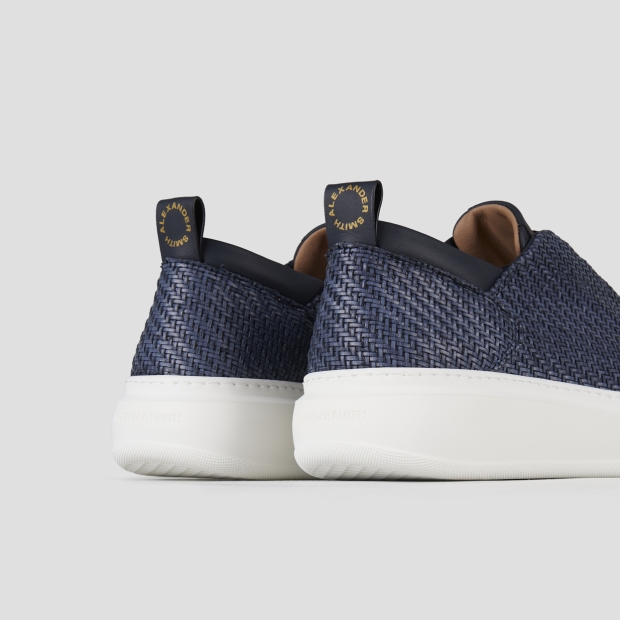 Sneakers Alexander Smith wembley slip-on uomo in pelle intrecciata blu - 5