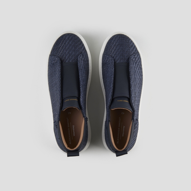 Sneakers Alexander Smith wembley slip-on uomo in pelle intrecciata blu - 6