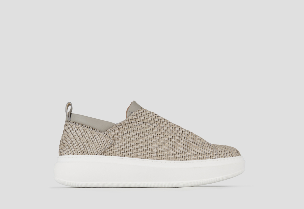 Sneakers Alexander Smith wembley slip-on uomo in pelle intrecciata grigia - 1