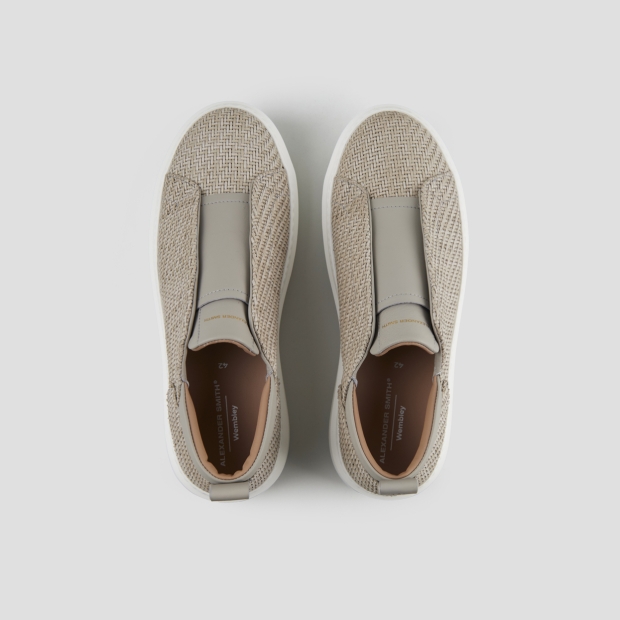 Sneakers Alexander Smith wembley slip-on uomo in pelle intrecciata grigia - 6