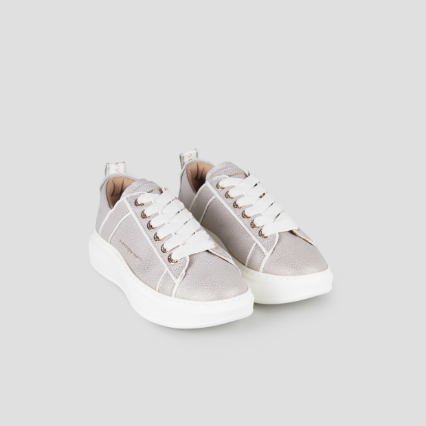 Sneakers Alexander Smith wembley donna decostruita in pelle bottalata grigia - 4