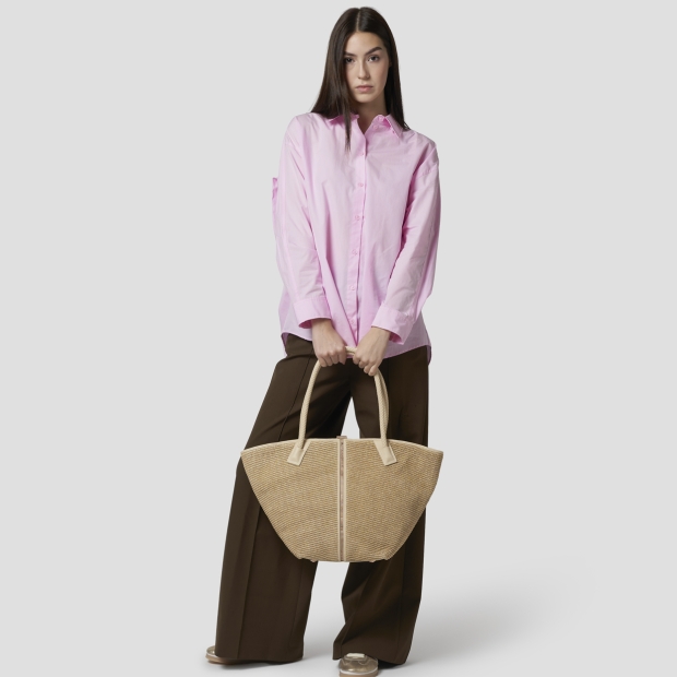 Sneakers Alexander Smith lauren large borsa a spalla in rafia beige e manico intrecciato - 7