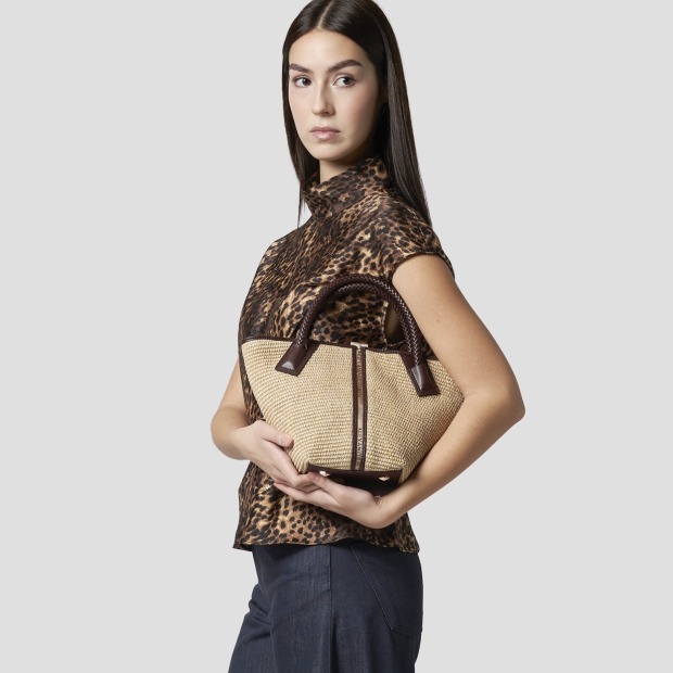 Sneakers Alexander Smith lauren small borsa a mano con tracolla in rafia beige e manico intrecciato marrone - 2