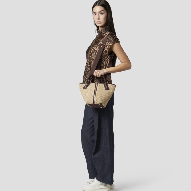 Sneakers Alexander Smith lauren small borsa a mano con tracolla in rafia beige e manico intrecciato marrone - 7