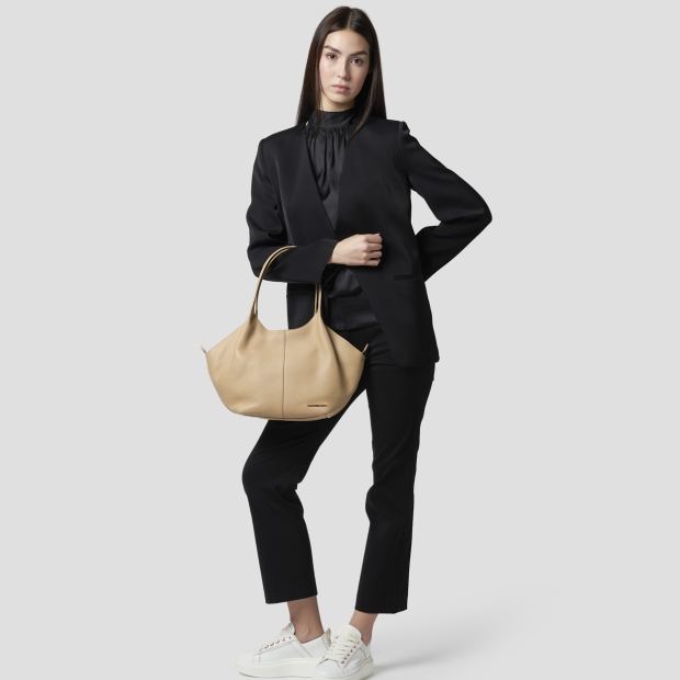 Sneakers Alexander Smith rachel medium borsa a spalla in pelle bottalata beige - 7