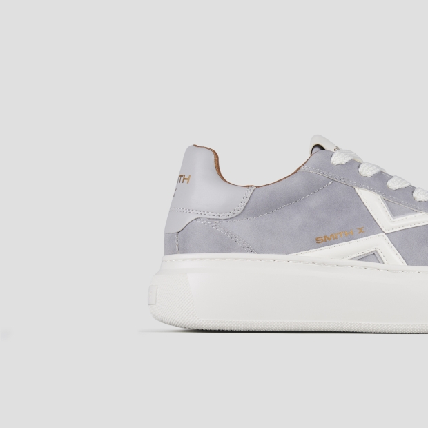 Sneakers Alexander Smith college donna in suede grigio e logo bianco - 3