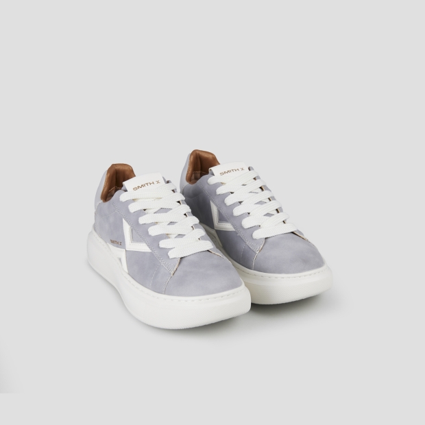 Sneakers Alexander Smith college donna in suede grigio e logo bianco - 4