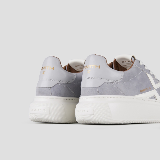 Sneakers Alexander Smith college donna in suede grigio e logo bianco - 5