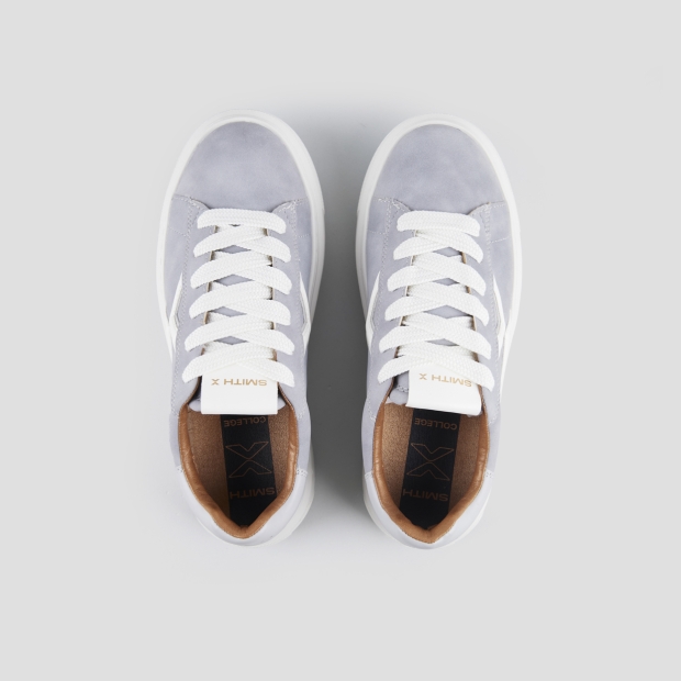 Sneakers Alexander Smith college donna in suede grigio e logo bianco - 6