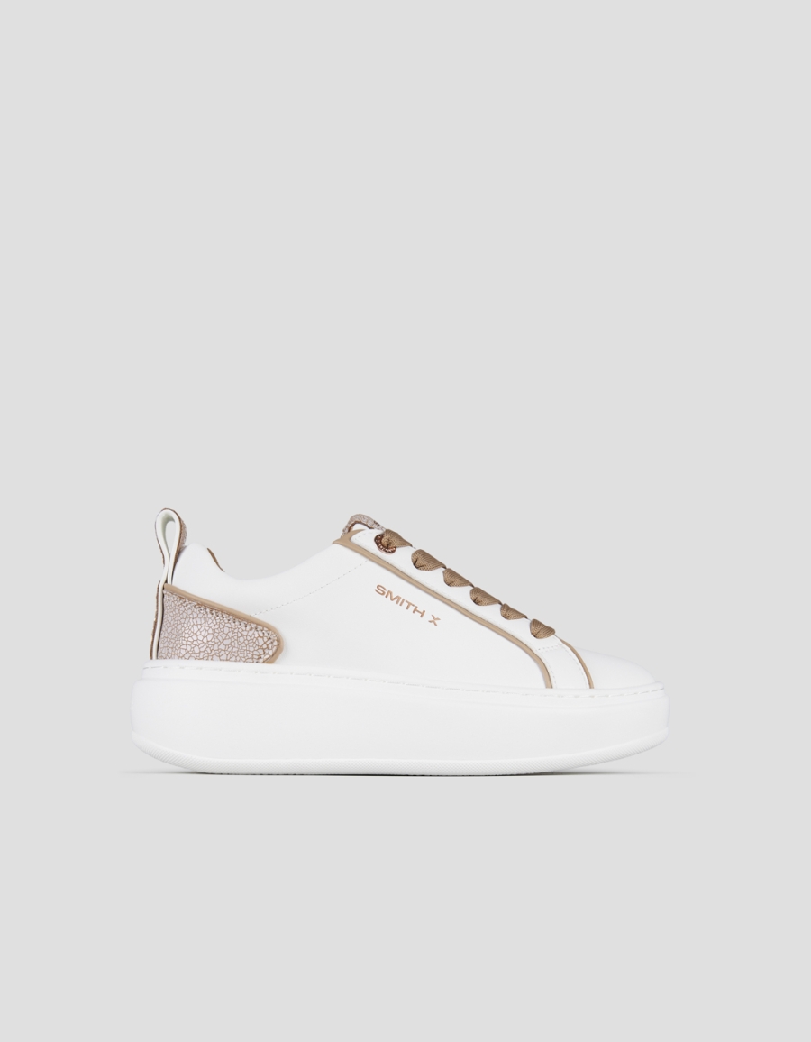 Sneakers Alexander Smith stone donna in bianco con tallone cracklè beige - 1