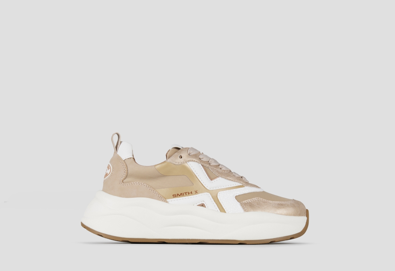 Sneakers Alexander Smith horizon donna in nylon beige e laminato rame - 1