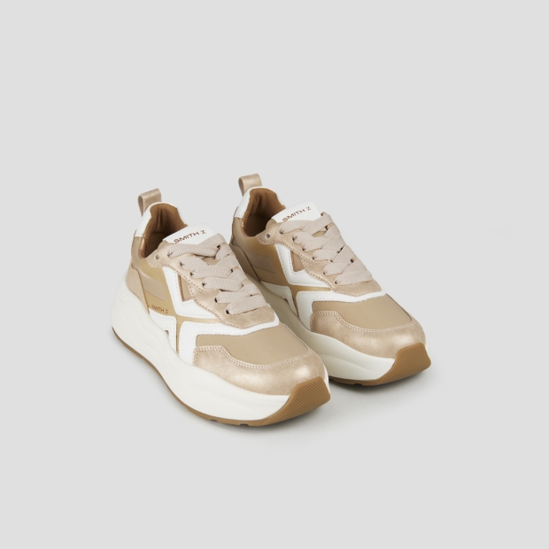 Sneakers Alexander Smith horizon donna in nylon beige e laminato rame - 4