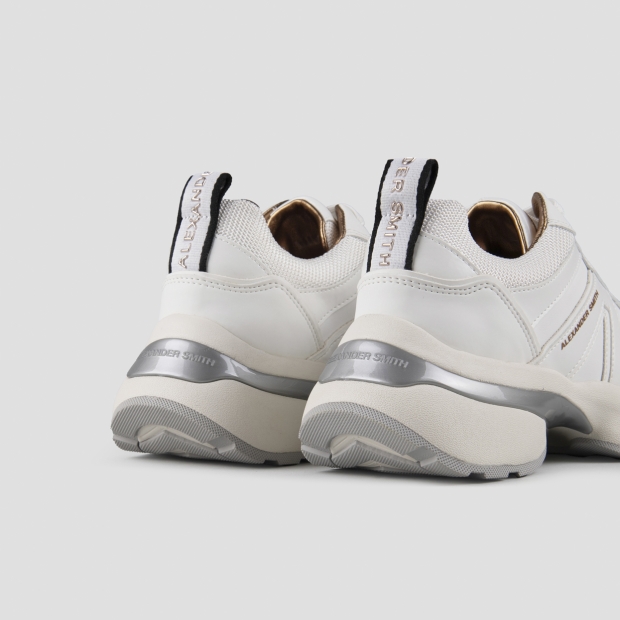 Sneakers Alexander Smith victoria donna in pelle bianca con dettagli in mesh e suede - 5